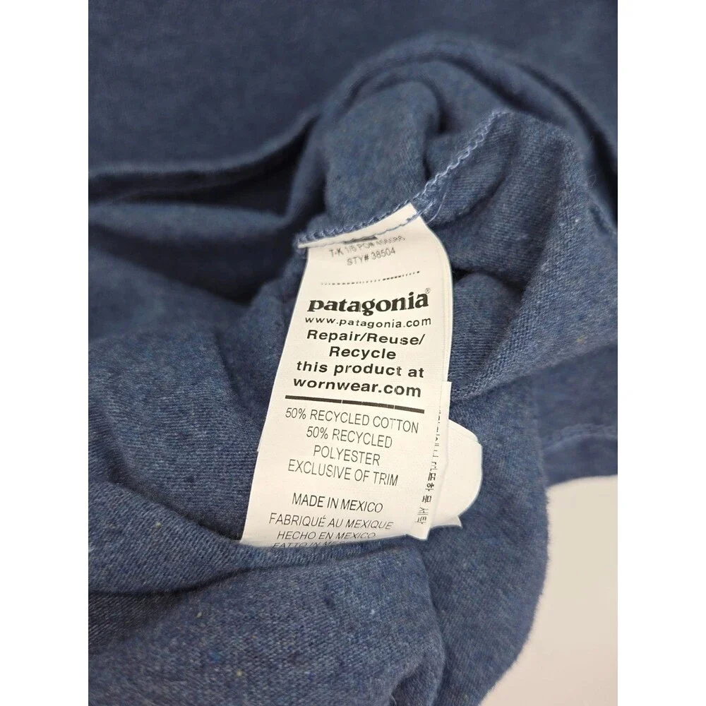 Patagonia Men's P-6 Logo Responsibili-Tee T Shirt Graphic Print Blue Size XL